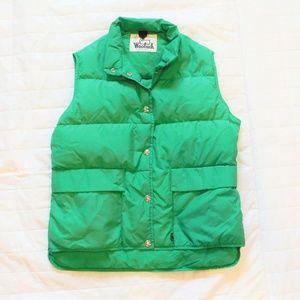 Vintage WOOLRICH Real Goose Down Puffer Quilted Vest XS/S~Puffy Poofy Green